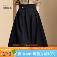 迪菲麗格赫本風(fēng)黑色半身裙2022新款春季通勤氣質(zhì)中長(zhǎng)款高腰A字裙 圖片色 M