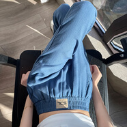 幻黛（HUANDAI）天絲牛仔闊腿褲女夏季薄款2025新款棉麻涼涼休閑冰絲亞麻直筒褲子 深藍 S