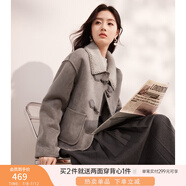 香影【貓貓絨】牛角扣麂皮絨短外套女秋冬小個(gè)子皮毛一體仿生皮草 灰色 L