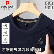 皮爾卡丹（pierre cardin）2025夏季新款冰絲透氣網(wǎng)眼t恤男士短袖圓領(lǐng)速干直筒修身體恤上衣 藏青（冰絲透氣網(wǎng)眼速干） XL 推薦【130-155斤】