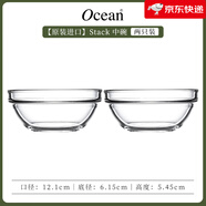 鷗欣【新品】鷗欣耐熱玻璃泡面碗微波爐家用廚房碗套裝泡面碗圓形碗 【原裝進(jìn)口】Stack_中碗x2