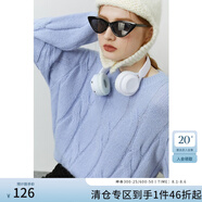 范思藍(lán)恩22FS4488圓領(lǐng)絞花馬海毛毛衣女秋冬內(nèi)搭針織衫寬松慵懶風(fēng) 香芋紫 S