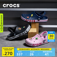 crocs卡駱馳洞洞鞋貝雅卡駱班輕便耐磨一腳蹬休閑鞋|205089 黑色/白色-066 46 /47(300mm)
