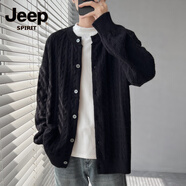 JEEP SPIRIT開衫毛衣外套男紅色個性麻花青少年學(xué)生2025秋冬裝情侶針織線衣服 7001黑色 (正版高品質(zhì)) 2XL