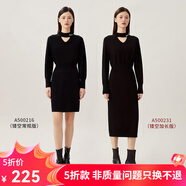 哥弟真的好（GIRDEAR）女裝羊毛羊絨針織連衣裙（附胸針）A500216 A500231 黑-鏤空-常規(guī) M (3)