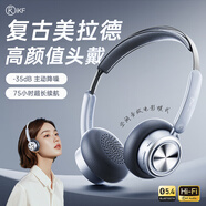 iKF R5 復(fù)古頭戴式主動(dòng)降噪無線藍(lán)牙耳機(jī)高音質(zhì)高顏值時(shí)尚數(shù)碼穿搭氛圍感女生高顏值禮物 星夜藍(lán)