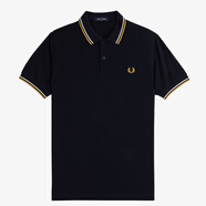 FREDDY FIREFredPerry麥穗polo衫男士夏季新款商務(wù)翻領(lǐng)感短袖T恤上衣 黑色/白黃邊 W53 S 100-125斤