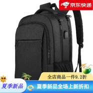 頓巴縱隊雙肩背包男女旅行背包大容量商務雙肩包筆記本電腦背包 黑色_46*30*20cm