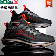 卡帝樂鱷魚（CARTELO）男鞋運(yùn)動(dòng)休閑跑步鞋2025年新款夏季男款男士跑鞋潮鞋氣墊鞋黑色 8021黑紅色 39