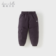 戴維貝拉（DAVE＆BELLA）童裝男童羽絨褲兒童加絨褲子女童寶寶保暖褲嬰兒加厚冬季大童冬褲 葡萄紫【DB6434-B】 100 cm(建議身高90-100cm)