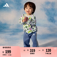 adidas男女嬰童休閑寬松印花長袖套裝春季新款阿迪達(dá)斯官方輕運動   白色/綠/黃/紫/灰藍(lán)   104