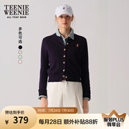 Teenie Weenie小熊針織開衫2025年春夏新款圓領(lǐng)休閑基礎(chǔ)長袖毛衣外套女空調(diào)衫 藏青色 XL
