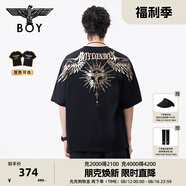 BOY LONDON【暗黑羅盤】夏情侶款短袖權(quán)杖印花炸街潮牌T恤N01906 黑印金N01906 經(jīng)典升級(jí)款 M
