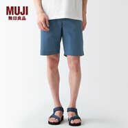 無印良品 MUJI 男式 棉水洗府綢 短褲休閑短褲男款夏季純棉全棉AED14A2S 煙熏藍(lán)色 L