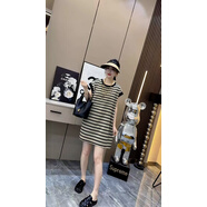 無(wú)標優(yōu)品1米5小個(gè)子連衣裙歐洲站美式拼色條紋短袖連衣裙女夏季寬松小個(gè)子 條紋美式拼色條紋短袖連衣裙T恤 L建議[80-105] 均碼