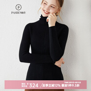 帕什【清cang】 羊絨衫女堆堆領(lǐng)100%山羊絨修身百搭高領(lǐng)毛衣 ps-2131 經(jīng)典黑 M