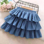 Opeodly促銷(xiāo)女童夏季薄款牛仔蓬蓬裙2025新款寬松百搭半身裙女寶外穿學(xué)院 牛仔短裙 130