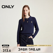 ONLY秋冬含羊毛學(xué)院風(fēng)套頭翻領(lǐng)寬松針織衫女|124313028 E38 中音藍(lán)色 S (160) 80A