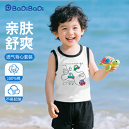 巴帝巴帝夏季嬰幼兒童純棉套裝無袖背心短褲男女寶寶 黑 汽車樂園 120