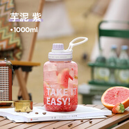 物生物（RELEA）玻璃杯大容量高硼硅玻璃水杯高顏值杯子耐高溫夏季泡茶杯外帶便攜 芋泥紫【單杯款】1L