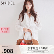 SNIDEL2025春夏新品刺繡花邊荷葉領(lǐng)喇叭袖襯衫連衣裙SWFB251065 白色 均碼 (F)