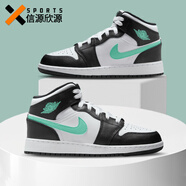 耐克（NIKE）【潮】女鞋Air Jordan1中幫aj1新款輕便耐磨運動(dòng)休閑板鞋籃球鞋 DQ8423-103 白/綠 38.5 GS