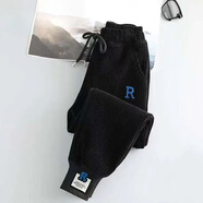 巴布豆卡樂(lè )童裝女童褲子男童冬季雪尼爾加絨加厚燈芯絨一體絨運動(dòng)褲 黑色 春秋款 130 建議身高120cm左右