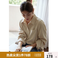 獨(dú)束大碼女裝燈芯絨襯衫女冬裝新款疊穿中長(zhǎng)款遮胯顯瘦胖mm襯衣 杏色 L