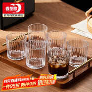 青蘋果咖啡杯 耐熱玻璃水杯套裝 家用玻璃杯豎紋茶杯洋酒杯啤酒杯*6