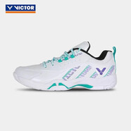 VICTOR/威克多新色勝利正品STORM風(fēng)暴羽毛球鞋男女防滑減震透氣全面類(lèi) STORM風(fēng)暴 AJ/白+龍膽紫 42（270）