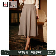 固執(zhí)（OBSTINATE）【特價】秋冬新款女裝復(fù)古優(yōu)雅高腰格紋百搭a字裙中長款半身裙 紫灰 175/76A/XL