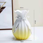 宰摟陶瓷花瓶白色小清新干花滿天星插花現(xiàn)代水培客廳歐式擺件家居裝飾 千羽大白黃送精美絲帶