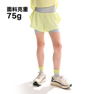 CHOPIYOPI【洞洞皮】女童小飛擺假兩件輕量短褲夏季防曬五分褲 嫩黃色 140 cm