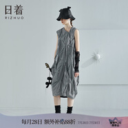 日著（rizhuo）原創(chuàng)設(shè)計(jì)女裝2024夏季新款小眾洋氣不規(guī)則格子顯瘦無袖連衣裙 不聽格 M