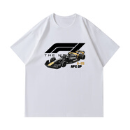 SJBOB2024F1：狂飆飛車(chē)賽車(chē)印花短袖T恤男女純棉寬松上衣2025 F1電影--APX GP車(chē)隊(duì)（白色） 4XL 建議185-200斤
