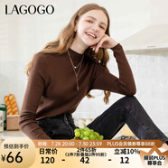lagogo多巴胺多色修身軟糯針織衫女拉谷谷2024冬新款半高領(lǐng)打底衫 深咖啡(U0) M 160/38