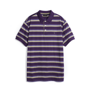 圣大保羅（POLO&RACQUET CLUB）時(shí)尚翻領(lǐng)條紋舒適T恤商務(wù)男裝男士休閑短袖合身版POLO衫 紫色條紋 Q7 L 50 170/88B
