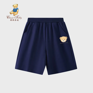 Classic Teddy兒童短褲夏季男童五分褲純棉褲子透氣百搭男孩褲子 學(xué)院帽子熊五分褲藏藍 130