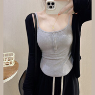 FOX.G輕薄針織衫女衣服女裝開衫外套新款2025夏季上衣女款罩衫針織開衫 軟糯純色單排扣薄款開衫黑色 均碼 【建議120斤以內】