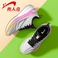 貴人鳥(niǎo)女鞋跑步鞋2025秋季新款透氣網(wǎng)面軟底減震跑鞋情侶百搭休閑運動(dòng)鞋 淺灰/粉 39