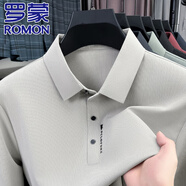 羅蒙（ROMON）冰絲無(wú)痕翻領(lǐng)長(cháng)袖T恤男士春秋新款翻領(lǐng)衛衣中年爸爸裝休閑POLO衫 長(cháng)衣袖5306米色 XL 175建議135-150斤