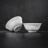 景德鎮(zhèn)（jdz）家用飯碗中式陶瓷碗高溫白瓷沙拉碗搬家禮物米飯碗單個(gè)餐具散件 玉牡丹碗（兩只裝）