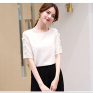 衣品元女裝2025新款秋裝雪紡衫中袖女上衣韓版寬松遮肚百搭洋氣氣質(zhì)小衫 杏色 M 杏色（98-108斤）