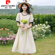 皮爾卡丹（pierre cardin）夏季法式氣質(zhì)波點連衣裙森女2025小眾新款收腰修身顯瘦泡泡袖長裙 波點連衣裙【版】 S