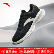 安踏（ANTA）星云男鞋跑步鞋夏季皮網(wǎng)透氣輕質(zhì)慢跑鞋男士休閑運動鞋子 【革面防潑水】黑/象牙白-9 44.5 (275mm)