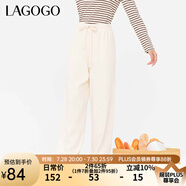 lagogo【云朵褲】簡(jiǎn)約高腰休閑褲女拉谷谷2024年秋季新款慵懶長(zhǎng)褲 米白色(V2) L 165/40