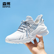 森馬（Senma）時(shí)尚飛織網(wǎng)面運動(dòng)鞋套腳舒適透氣休閑鞋男211120303 白灰色 46碼