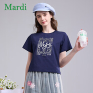 MARDI上衣女設計感小眾小雛菊短袖T恤夏季女款純棉上衣 MTX2522149 深藏青 L