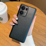 羽唐（YUTANG）適用OPPOreno13手機(jī)殼素皮荔枝紋真皮保護(hù)套R(shí)eno13Pro 【星空黑】 OPPO Reno13【膚感荔枝紋】