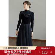 獨(dú)束大碼女裝網(wǎng)紗半身裙女秋冬新款胖mm優(yōu)雅絲絨a字裙 連衣裙 2XL